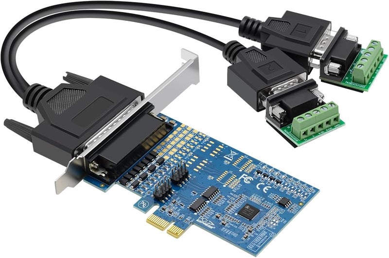 Buacoz PCIe to Dual RS-485/422 Serial Port Card with DB9 Connectors - High-Speed 1-to-2 Multi-Port Expansion Card, Terminal Block Adapters - Image 1